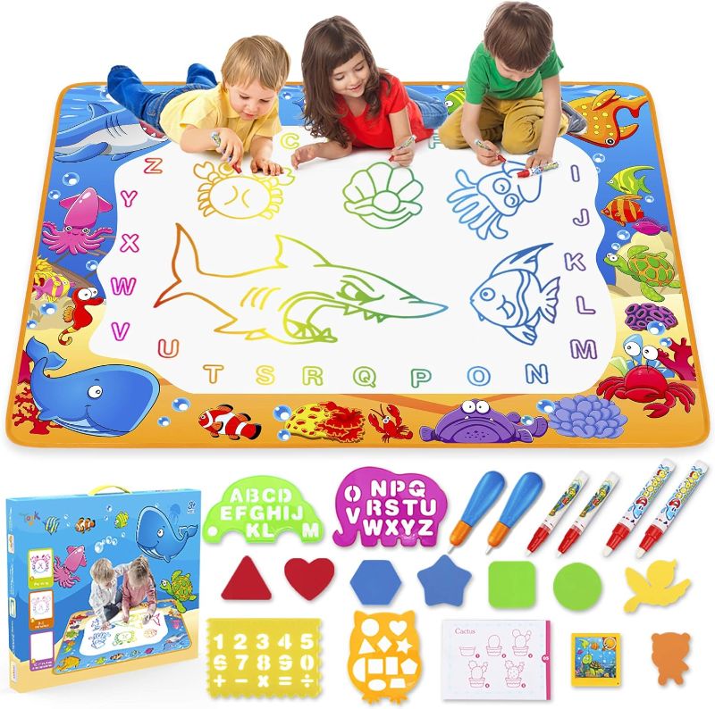 Photo 1 of Water Doodle Mat - Kids Painting Writing Doodle Toy Mat - Color Doodle Drawing Mat Bring Magic Pens Educational Toys for Age 2 3 4 5 6 7 Year Old Girls Boys Age Toddler Gift