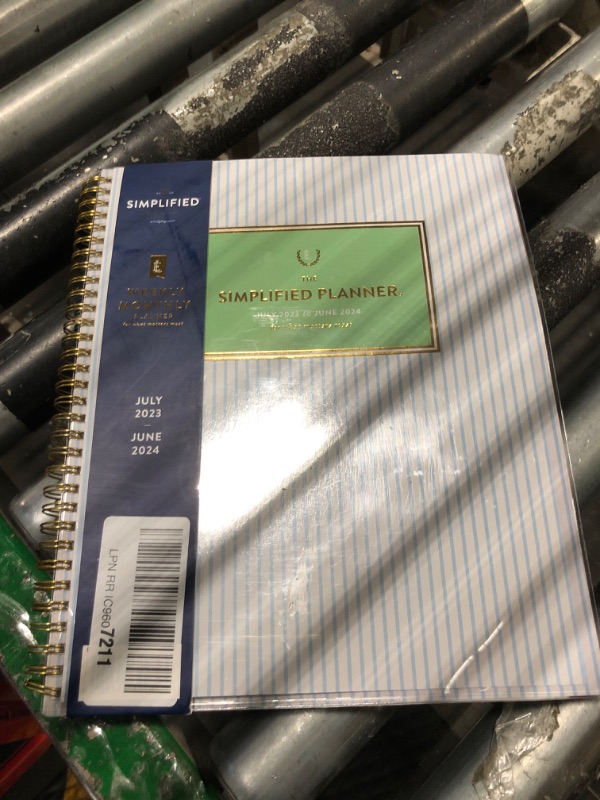 Photo 2 of AT-A-GLANCE 2023-2024 Academic Planner, Simplified by Emily Ley, Weekly & Monthly, 8-1/2" x 11", Large, Monthly Tabs, Flexible Cover, Customizable, Carolina Stripe (EL11-901A)