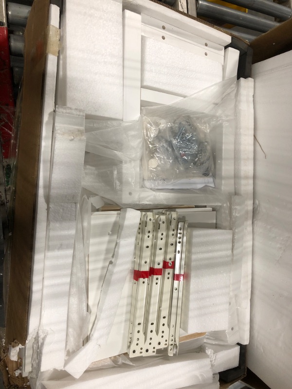 Photo 1 of RUPOLX Childrens Computer Desk with 4 Drawers, Kids Study Table with Storage Shelf,White Kids Desk and Chair Set for 5-12 Year Old-sekK7npI