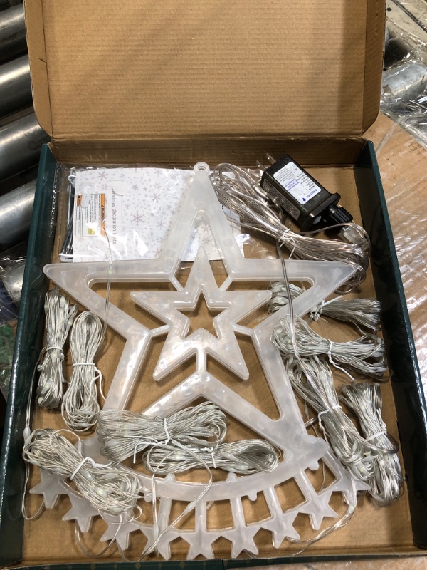 Photo 1 of AMIPEPE Christmas Decorations Star Lights Outdoor, 11.48ft 350 LED Waterfall Tree Lights with 8 Modes Timer Remote Plug in Christmas Lights for Indoor Yard Patio Home Holiday Party Decor, Pure White