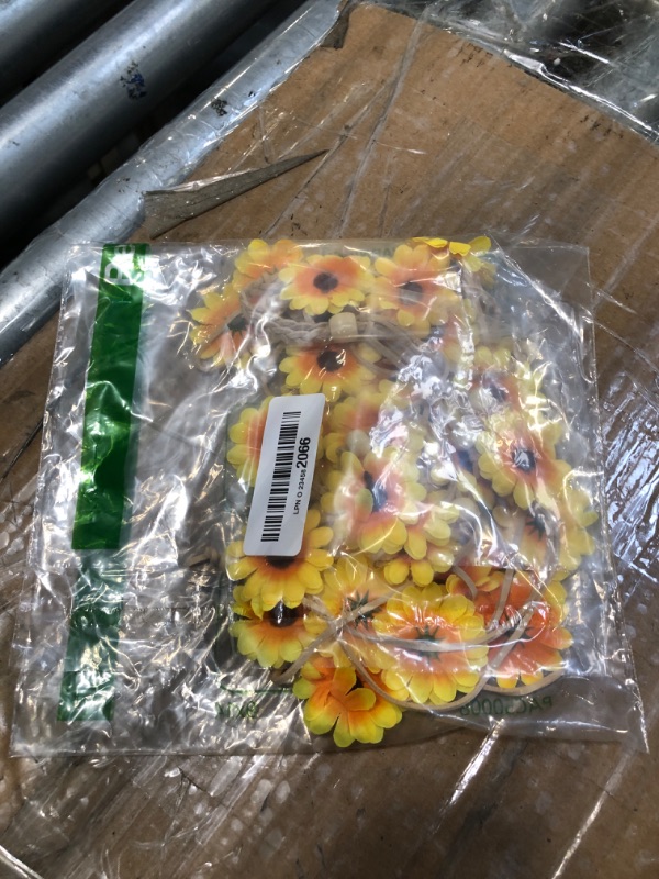 Photo 2 of Flower Hippie Headband Floral Crown - AWAYTR Behemain Sunflowers Beads Adjust Flower Headdress Hair Accessories (Yellow)