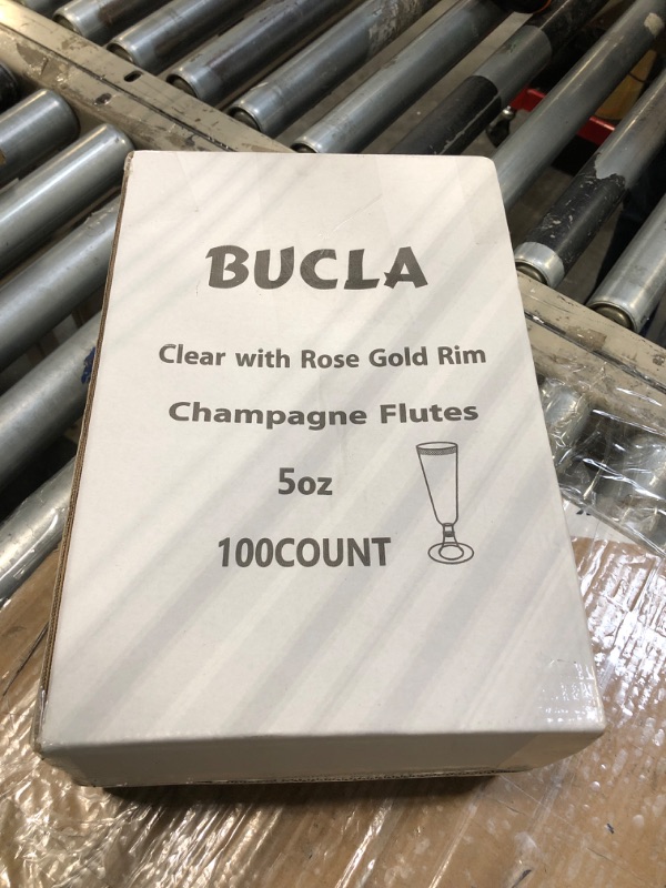 Photo 2 of bUCLA 100 Pack Rose Gold Plastic Champagne Flutes - 5OZ Plastic Champagne Glasses With Rose Gold Rim - Premium Quality Rose Gold Disposable Cups-Ideal for Mother's Day/Parties/Weddings