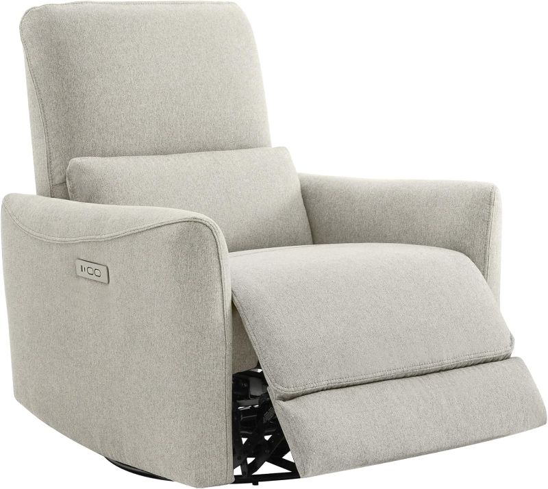 Photo 1 of  Power Recliner Chair Swivel Glider, FSC Certified Fabric Living Room Nursery Reclining Sofa Chair with Lumbar Support, Dove Grey