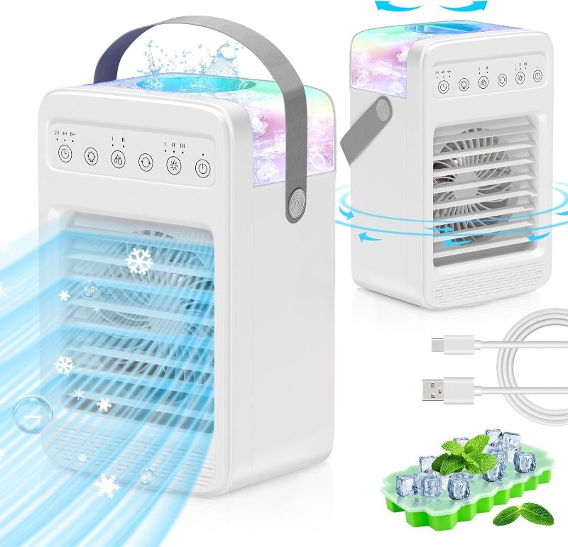 Photo 1 of 
Air Conditioners Portable,180° Oscillating Mini Air Conditioners Portable for Room, Small Mini AC with Timer, 2 Cool Mist 4 Speeds, Small Room Air Conditioners for Office Room