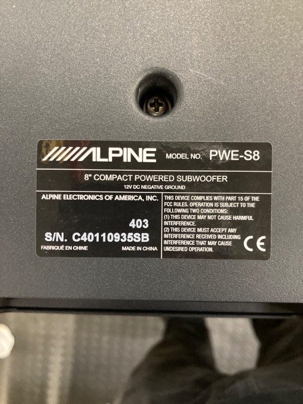 Photo 1 of Alpine Electronics PWE-S8 Restyle Compact Powered 8-Inch Subwoofer