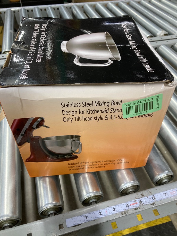 Photo 2 of 2 in 1 Mixing Bowl & Dough Hook Set for KitchenAid Tilt-head 4.5 & 5.0 Quart Stand Mixers, Stainless Steel Dishwasher Safe Attachments Replacement