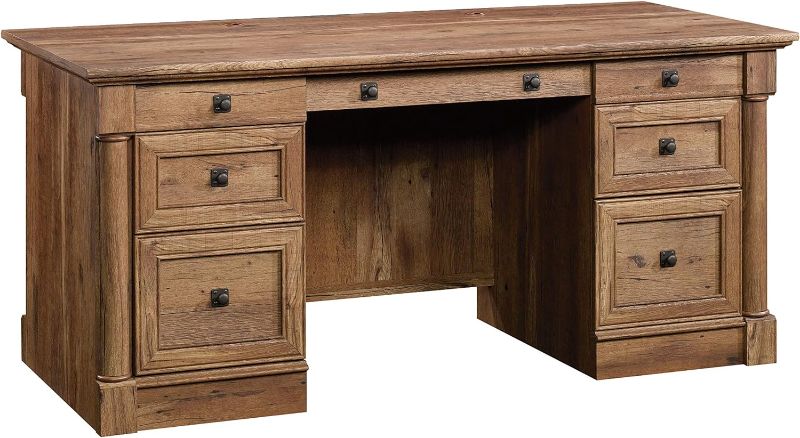 Photo 1 of ***BOX A ONLY*** Sauder Palladia Executive Desk, 29.5"D x 65.1"W x 29.61"H, Vintage Oak finish