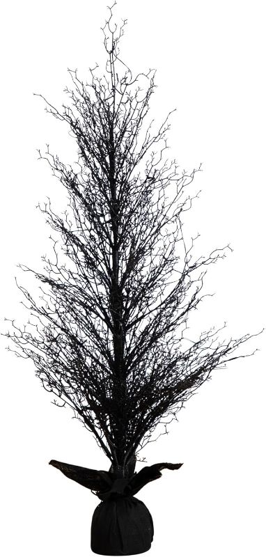 Photo 1 of 
Nearly Natural 5ft. Pre-Lit Halloween Black Twig Artificial Fall Tree in Burlap Planter with 85 Warm White LED Lights