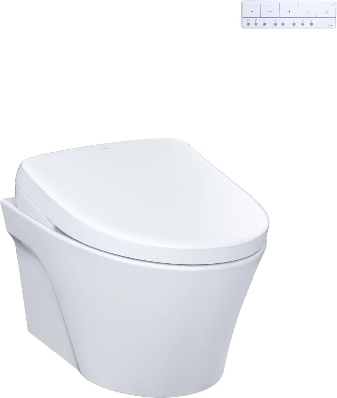 Photo 1 of TOTO WASHLET - AP Wall-Hung Elongated Toilet with S7A Contemporary Bidet Seat and DuoFit In-Wall 0.9 and 1.28 GPF Auto Dual-Flush Tank System, Matte Silver - CWT4264736CMFGA#MS