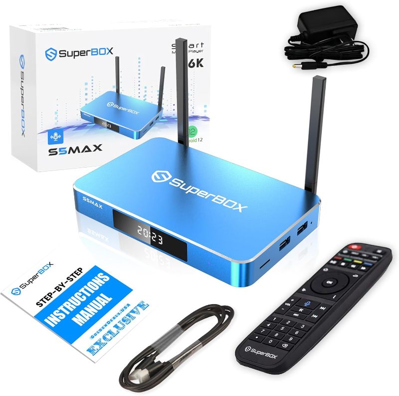 Photo 1 of (Latest) 2024 S5 MAX Bundle 6K TV Box6k Ultra HD with Built-in Voice Control System - Includes Detailed Setup Guide by Seller, CA Support, and Voice Remote - Android 12, 4GB RAM, 64GB Storage