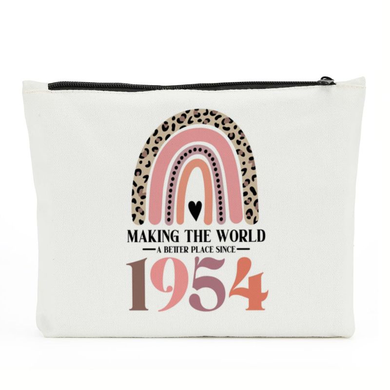 Photo 1 of ******THIS IS FOR THE YEAR 1974****50th Birthday Gifts for Her, 50 Year Old Gifts Ideas, Happy 50th Birthday Rainbow Cosmetic Bag, 50th Birthday Party Favors for Anniversary, Turning 50 Gifts for Women Grandma Mom Leopard Makeup Bag