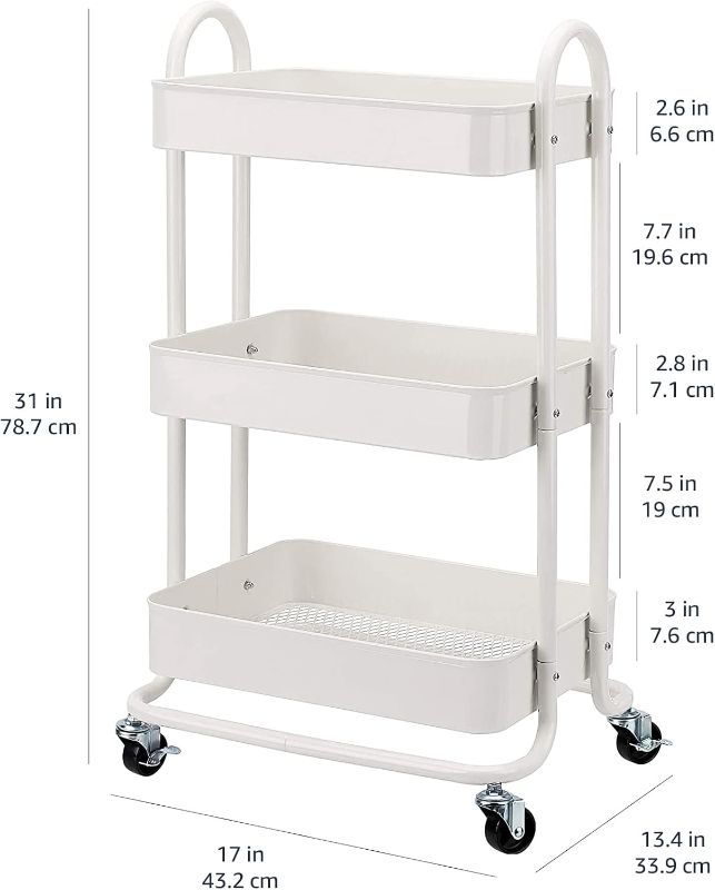 Photo 1 of 3-Tier Rolling Utility or Kitchen Cart 