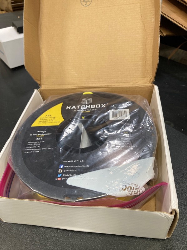 Photo 2 of Hatchbox 3D ABS-1KG3.00-YLW ABS 3D Printer Filament, Dimensional Accuracy +/- 0.05 mm, 1 kg Spool, 3.00 mm