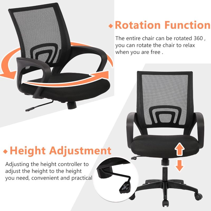 Photo 1 of 

PayLessHere Home Office Chair Desk Computer Chair Adjustable Ergonomic Chair Lumbar Support Armrest Executive with High Density Mesh 360 Degree Swivel Chair for Men Women Adults Chair, Black

