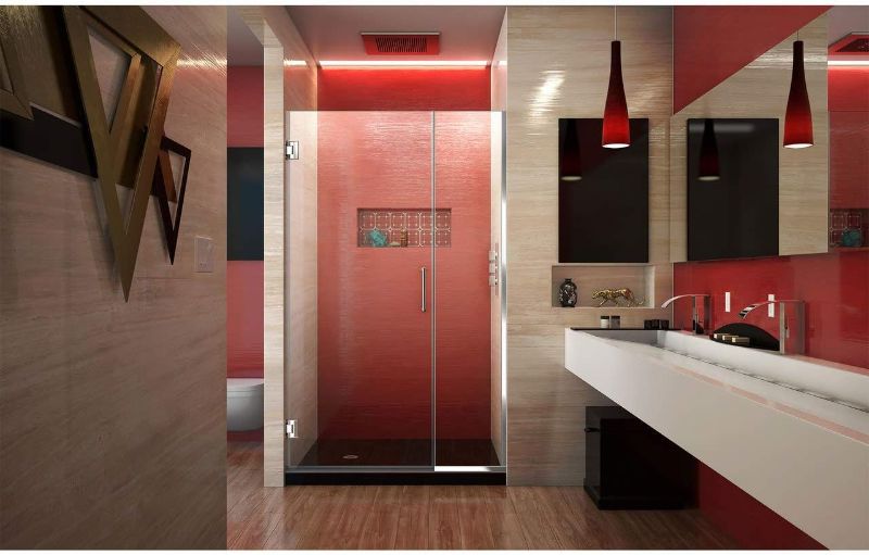 Photo 1 of 
Dreamline Unicolor Plus 39 1/2 - 40 in. W x 72 in. H Frameless Hinged Shower Door in Chrome, SHDR-243957210-01