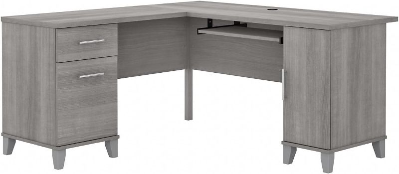 Photo 1 of Bush Furniture Somerset 60W L Shaped Desk with Storage in Platinum Gray