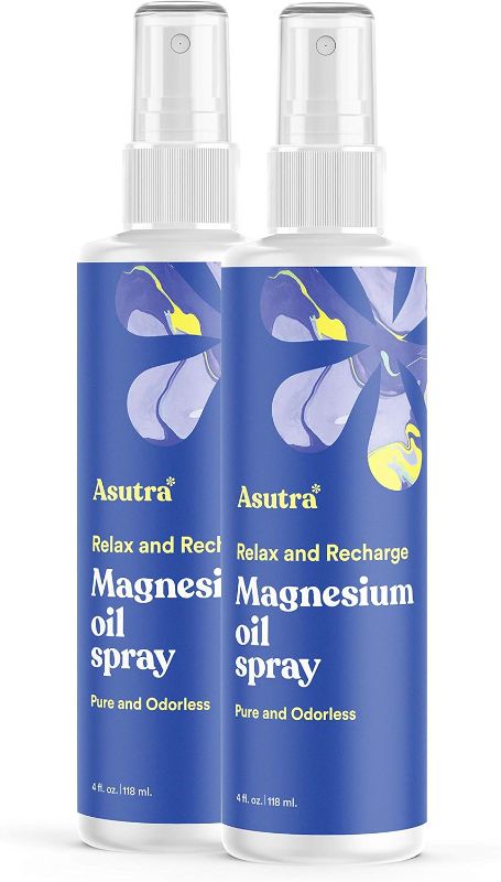 Photo 1 of ASUTRA Magnesium Oil Spray, 4 fl oz (Pack of 2)- Topical Magnesium, Rapid Absorption, Pure, Odorless and Non-Greasy, Magnesium Derived from Zechstein Seabed