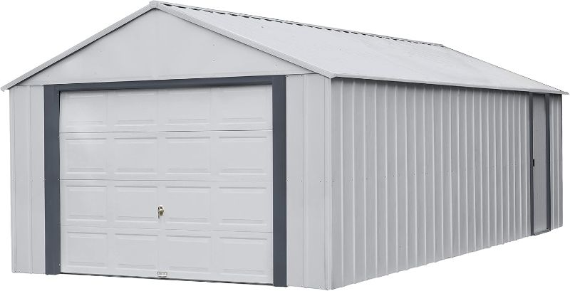 Photo 1 of Arrow Shed 12' x 24' Murryhill Garage Galvanized Steel Extra Tall Walls Prefabricated Shed Storage Building, 12' x 24', Flute Gray