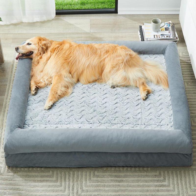 Photo 1 of 
WNPETHOME Washable Dog Beds for Large Dogs, XL Dog Couch, Orthopedic Dog Sofa Bed with Removable & Waterproof Cover, Extra Large Dog Bed with Bolster Sides for Sleeping, Big Dog Couch Bed with Side