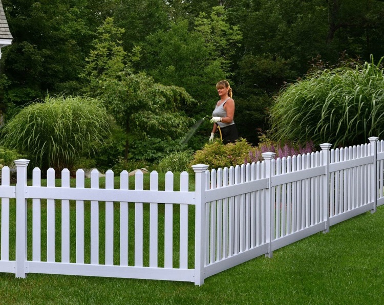 Photo 1 of 3ft H x 6ft W (1 Panel + 1 Post) No Dig Zippity Newport Fence Kit, White Vinyl Picket Fence, Easy Install Outdoor Fence for Backyard or Patio, DIY Decorative Fencing, ZP19002
