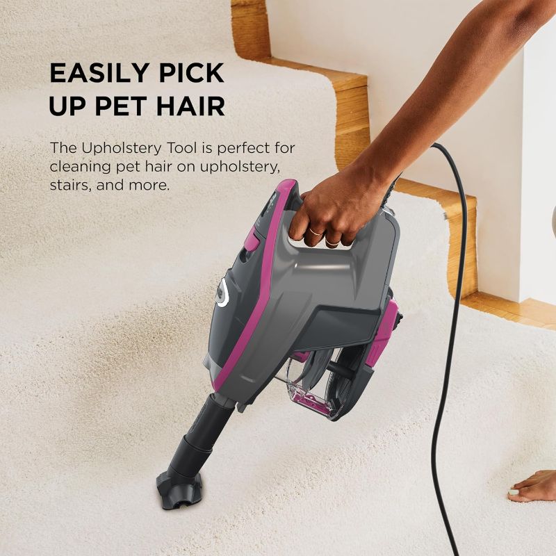 Photo 2 of 622356537889Shark HV371 Rocket Pro DLX Corded Stick, Removable Hand Vacuum, Advanced Swivel Steering, XL Cup, Crevice Tool, Upholstery Tool & Anti-Allergen Dust Brush, Fuchsia, Capacity
