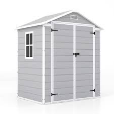 Photo 1 of *** SEE NOTES *** 6 ft. W x 4 ft. D Outdoor Storage Gray Plastic Shed with Sloping Roof and Double Lockable Door 