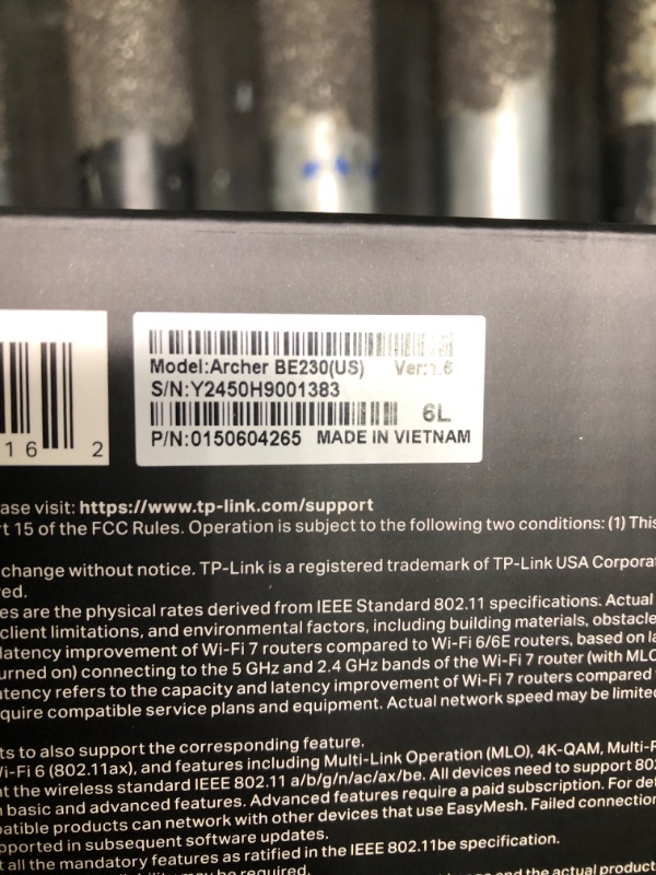 Photo 4 of ***brand new*** TP-Link Dual-Band BE3600 Wi-Fi 7 Router Archer BE230 4-Stream 3.6 Gbps 2×2.5G + 3×1G Ports