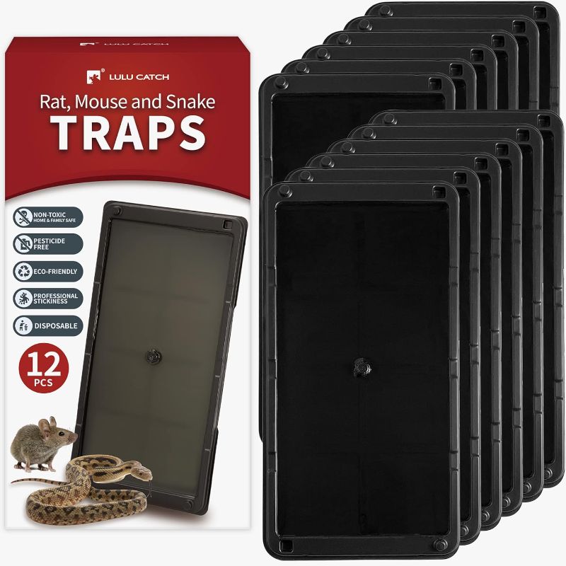 Photo 1 of 
LULUCATCH Super Heavier Mouse Traps 12 Pack for Mice & Snakes with Non-Toxic Glue. Larger Sticky Traps Indoor, Easy to Set, Safe to Children & Pets