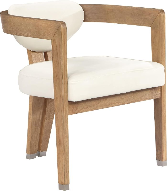 Photo 3 of 
Meridian Furniture 564Cream-C Carlyle Collection Modern | Contemporary Dining Chair, Solid Wood Brushed Natural Finish, Soft Cream Vegan Leather, Brushed Chrome Accents, 24" W x 23.5" D x 29" H, Cream
