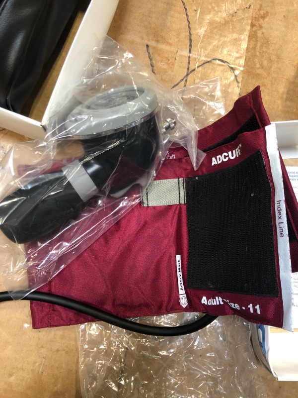 Photo 2 of ADC 703BD Diagnostix Model 703 Palm Style Aneroid Sphygmomanometer with Adcuff Nylon Blood Pressure Cuff, Adult, Burgundy