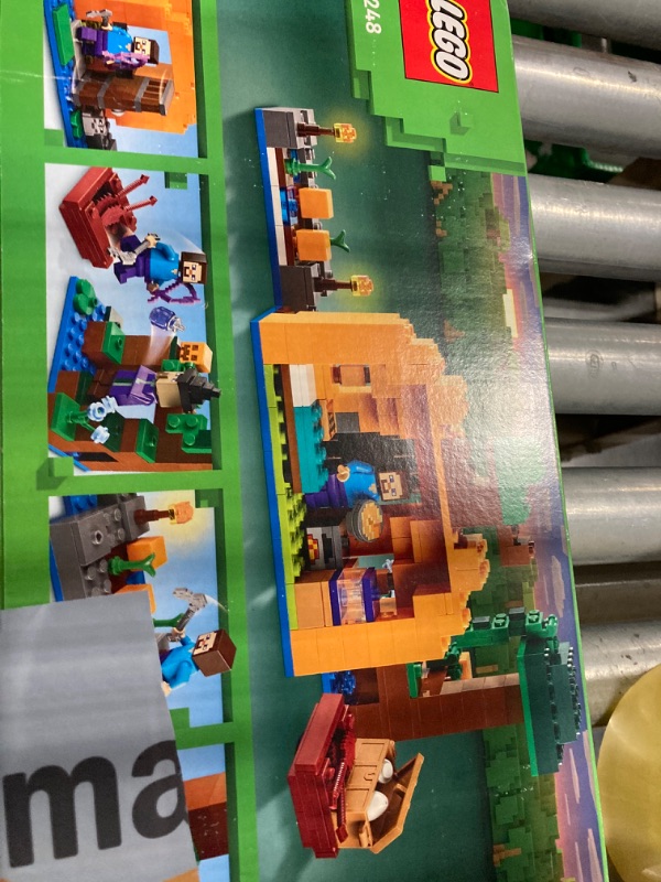 Photo 3 of ***FACTORY SEALED PRODUCT*** LEGO Minecraft The Pumpkin Farm Building Toy, Hands-on Action in The Swamp Biome Featuring Steve, a Witch, Frog, Boat, Treasure Chest and Pumpkin Patch, Halloween Toy for Kids Ages 8 and up, 21248