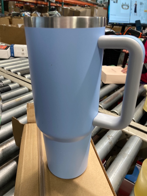 Photo 2 of ****LOST COVER*** KISSKIND 40 oz tumbler with handle Travel Mug Straw Covers Cup with Lid Insulated Quencher Stainless Steel Water Iced Tea Coffee Gift ROSE