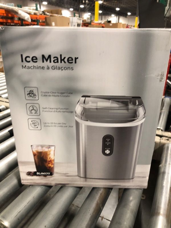 Photo 3 of  ***MINIMUM DAMAGE TO THE ORIGINAL BOX*** Nugget Ice Maker Countertop, Silonn Chewable Pellet Ice Machine with Self-Cleanin Function, 33lbs/24H Portable Ice Makers for Home Kitchen Officce, Stainless Steel