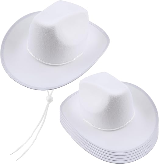 Photo 1 of 12 Pack White Cowboy Hat Felt Western Hat Wide Brim Cowboy Cowgirl Hat for Adult Bachelor Party Costume Accessories