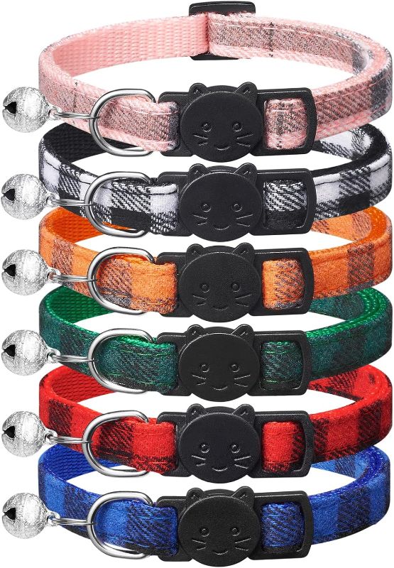 Photo 1 of ***unknown size*** 6 Pack Classic Plaid Cat Collars with Bells - Breakaway Kitten Collar and Adjustable 6-9 in,Cute Kitty Collar for Girl Boy Cats,Pet Gifts,Accessories,Supplies,Stuff