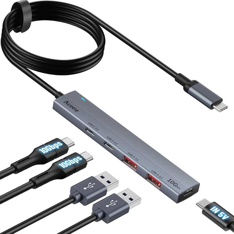 Photo 1 of Aceele 10Gbps USB C Hub with 4 USB 3.2 Ports (2 USB A & 2 USB C), USB 3.2 Gen 2 3.3ft USB Cable Extender Hub with USB-C Power Port,Compatible for MacBook Pro 2021, iPad Pro 2021 and Other PC