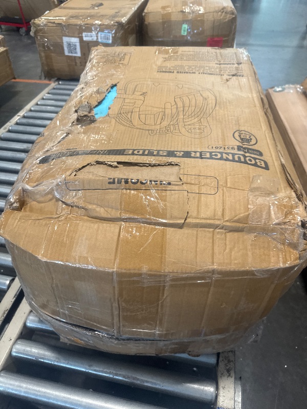 Photo 1 of FINCOME Inflatable Water Slide, Bounce House with 2 Slide for Kids, Inflatable Waterslide Park with Splash Pool, Basketball Hoop, Ball Shooting & Water Cannon for Backyard, Outdoor, Indoor