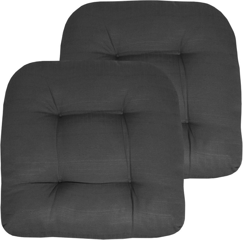 Photo 1 of 
Sweet Home Collection Patio Cushions Outdoor Chair Pads Premium Comfortable Thick Fiber Fill Tufted 19" x 19" Seat Cover, 2 Count (Pack of 1), charcoal