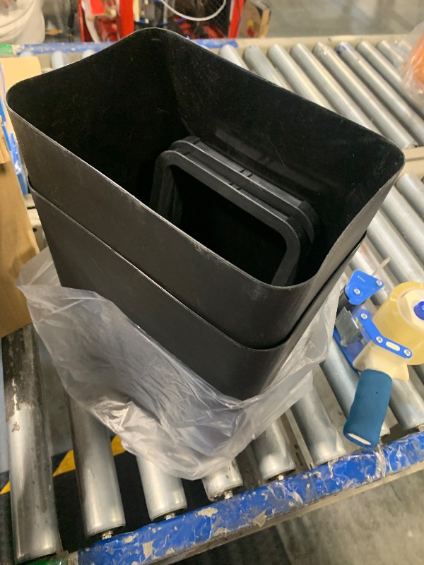 Photo 1 of 4 Gallon Bathroom Trash Can with Lid, 15 Liters Slim Garbage Can with Press Top, Dorm Room Small Trash Bin, Plastic Waste Basket for Bathroom, Office, Bedroom, Kitchen, Living Room, Laundry-Black