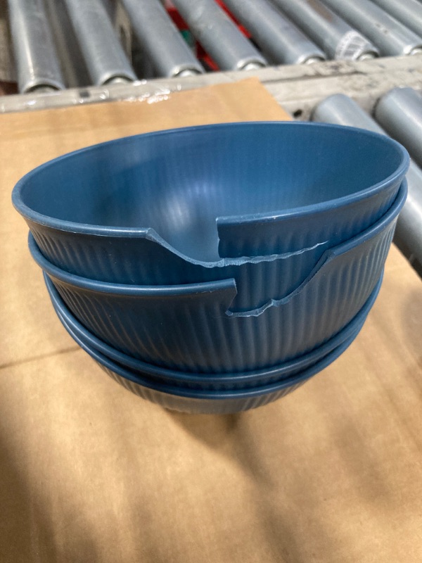 Photo 3 of ***CHECK DAMAGE IN REAL IMAGE***/***MISSING PARTS***
 Dhnvcud 24-Piece Plates and Bowls Sets,Wheat Straw Dinnerware Sets for 8,Unbreakable Plastic Dinnerware Set,Reusable Plates,Bowls and Cups,Plastic Dishes Set for Kitchen,Outdoor Camping,RV