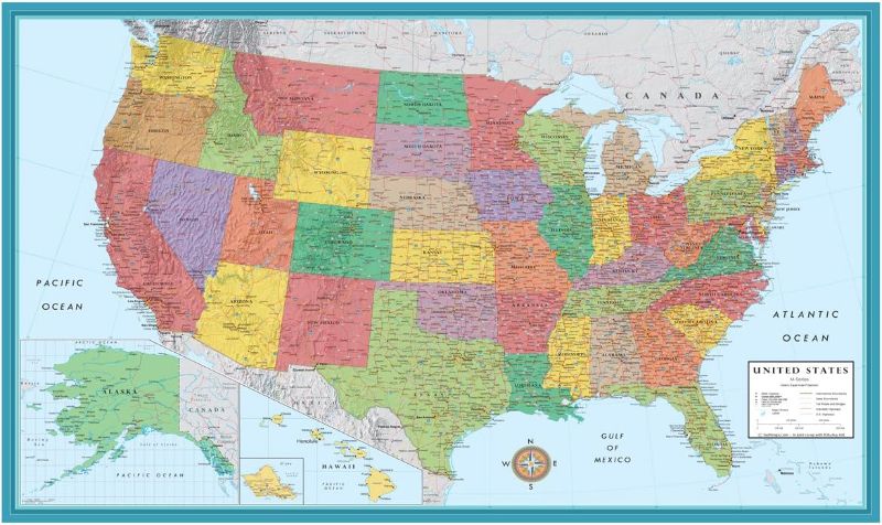 Photo 1 of 48x78 Huge United States, USA Classic Elite Wall Map Laminated