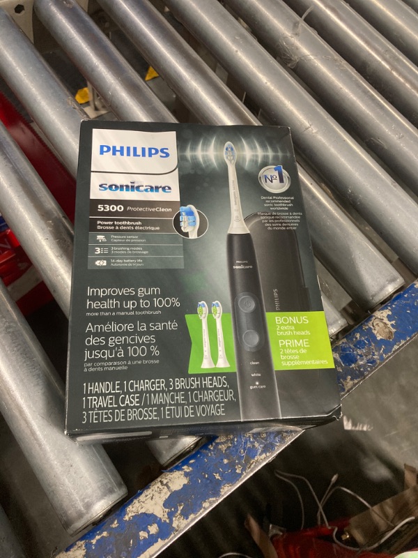 Photo 2 of **NEW/FACTORTY SEALED** Philips Sonicare ProtectiveClean 5300 Rechargeable Electric Toothbrush, Black HX6423/34 1 Count (Pack of 1) Black, White