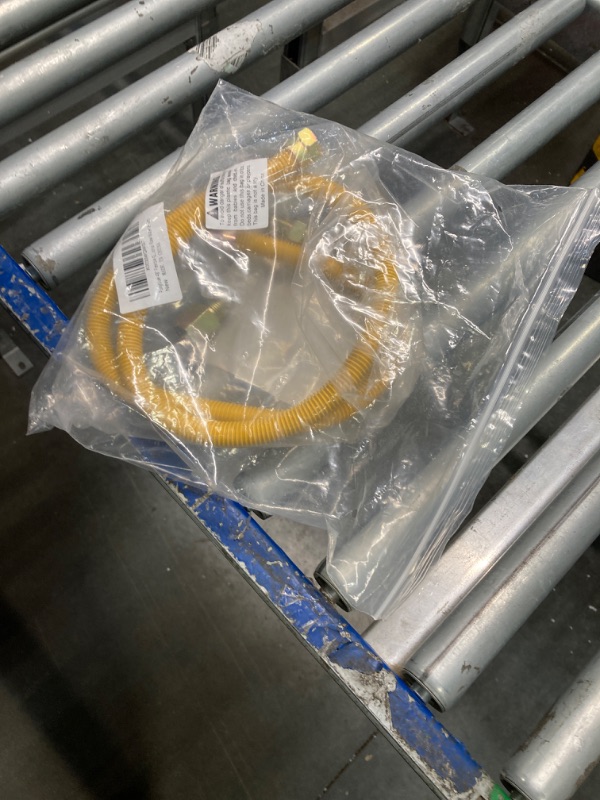 Photo 2 of ???????? puxyblue 48" Flexible Gas Line Kit for Dryer,Water Heater,Gas Tank,Gas Stove,Flexible Stainless Steel Yellow Gas Line Come with 1/2" OD 1/2" MIP x 1/2" FIP Additional Raw Belt