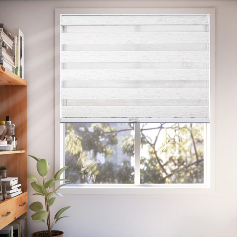 Photo 1 of CHICOLOGY Zebra Roller Shade, Cordless, 35'W x 72'H, Polyester Blend, Basic Natural