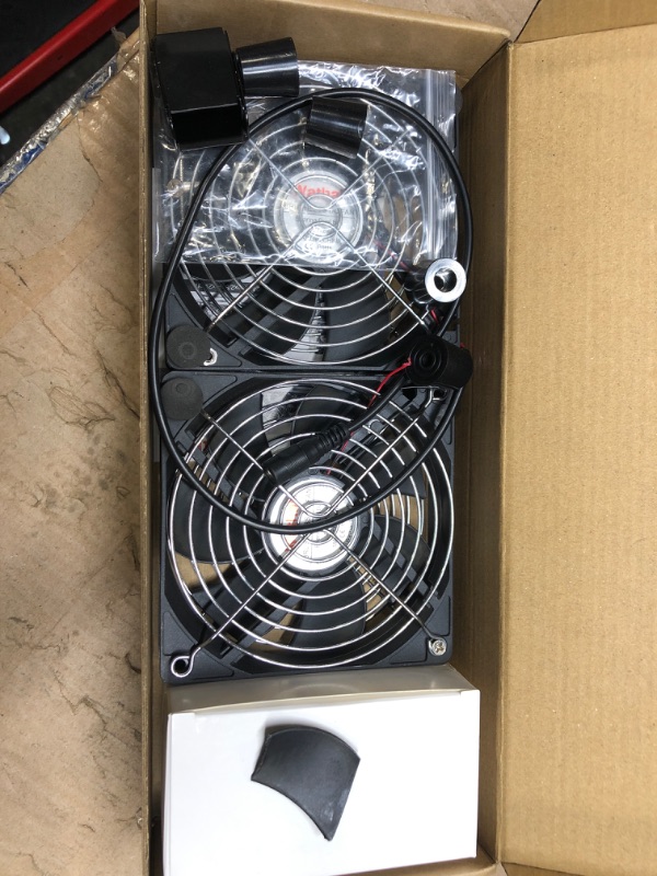 Photo 3 of **BROKEN FIN**Wathai Big Airflow 2 x 120mm 240mm Computer Fan with AC Plug Cabinet Fan 110V 240V AC Power Supply, Speed Controller 3V to 12V, for Mining Machine Chassis Server Workstation Cooling