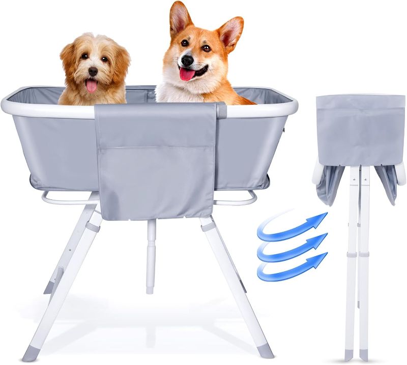 Photo 1 of ****SIMILAR**** Portable Dog Bathtub, Dog Bath Tub,Pets Washing Bathing Station with Safety Lock and Side Pocket for Small,Medium,Large Pet Dog Cats,Indoor Outdoor Use,5-Level Adjustable Height,Foldable,Grey