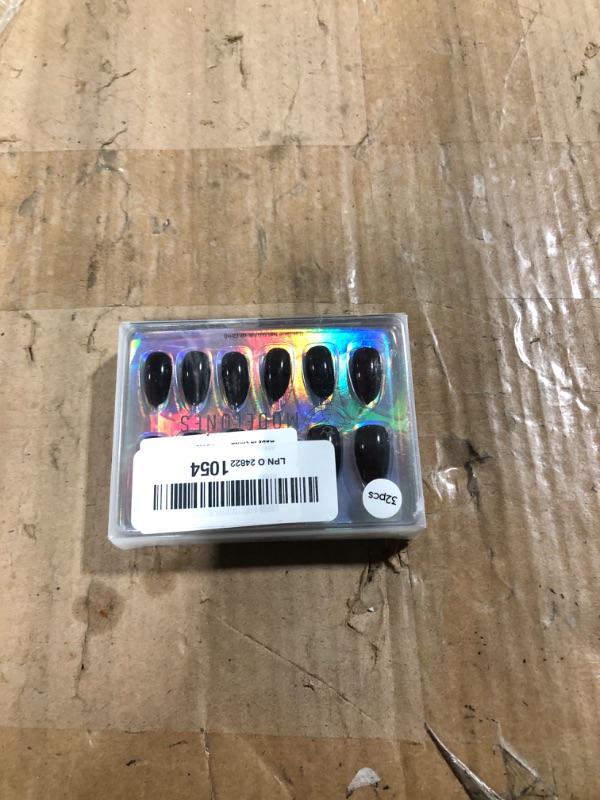 Photo 1 of 
Glamnetic Press On Nails - Boba | Opaque Black Short Almond Nails, Reusable | 12 Sizes - 24 Nail Kit