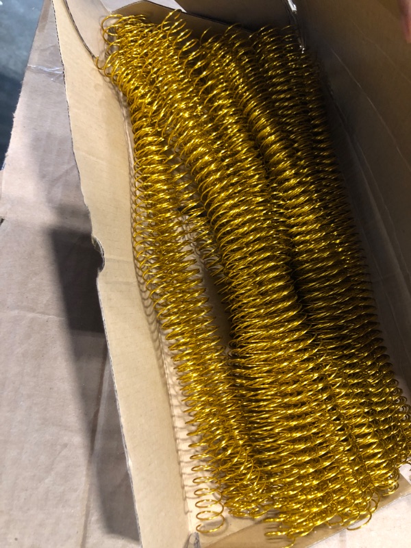 Photo 2 of 100PCS Spiral Binding Coils 48 Loops 4:1 Pitch Double Wire Binding Spines 1150 Sheets Capacity 14.3mm Diameter A4 Office Paper Book Binding (Gold)
