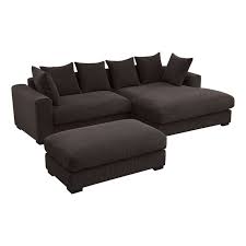 Photo 1 of 3 - Piece Upholstered Corduroy Sectional Sofa With Chaise-Brown