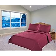 Photo 3 of 
2/3 Piece Set Reversible Hotel Quilt Bedspread Lightweight Stitch Pattern Solid Color Quilt and Pillow Sham (Twin, Burgundy Dark Red) Nena2/3 Piece Set Reversible Hotel Quilt Bedspread Lightweight Stitch Pattern Solid…
